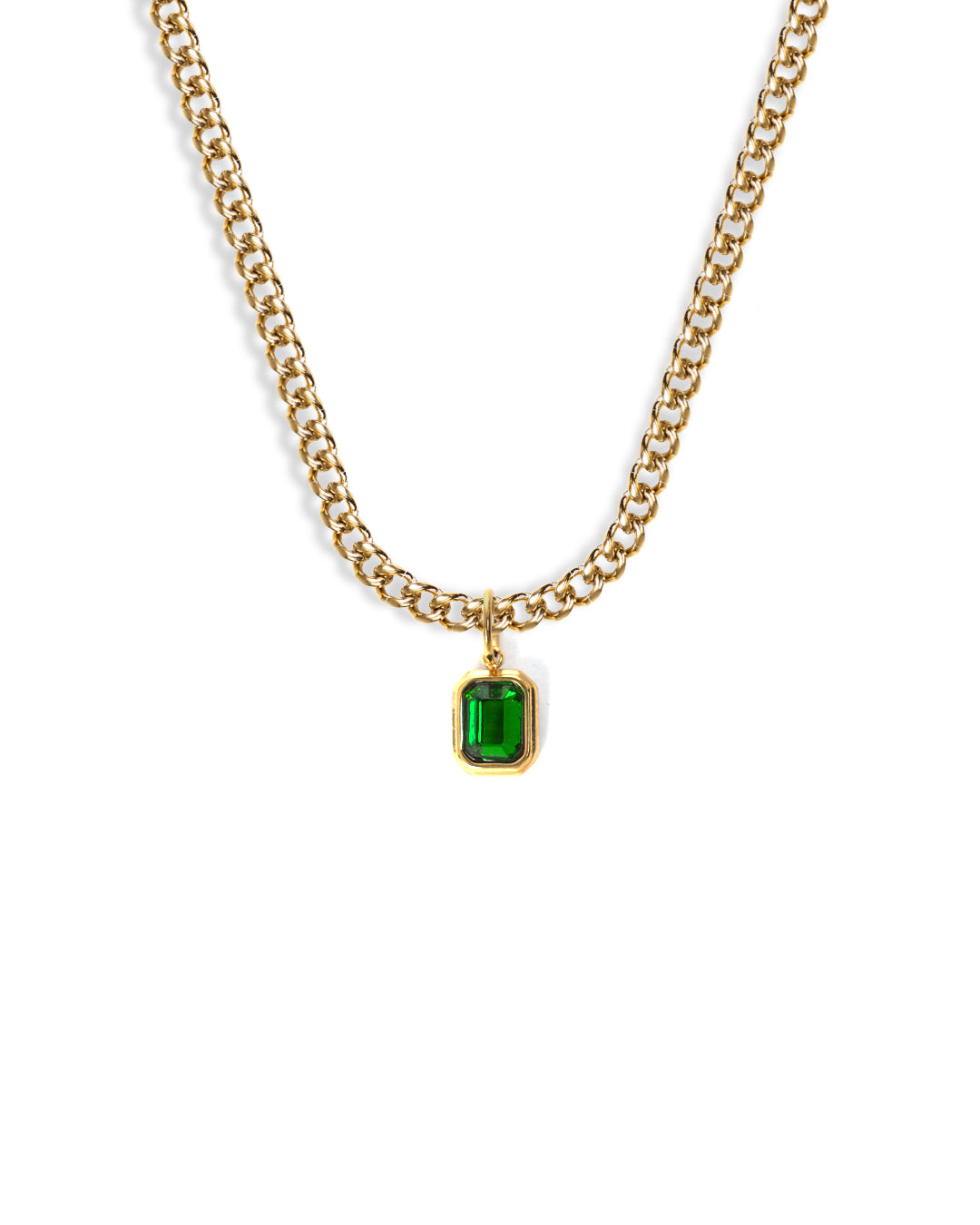 Collier Emerald Green Gemstone (Or)
