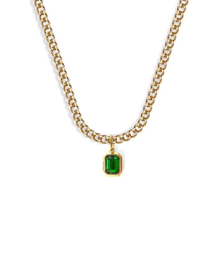 Collier Emerald Green Gemstone (Or)