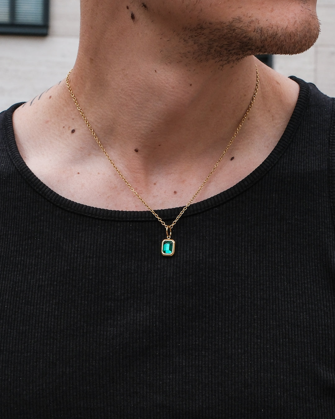 Collier Emerald Green Gemstone (Or)