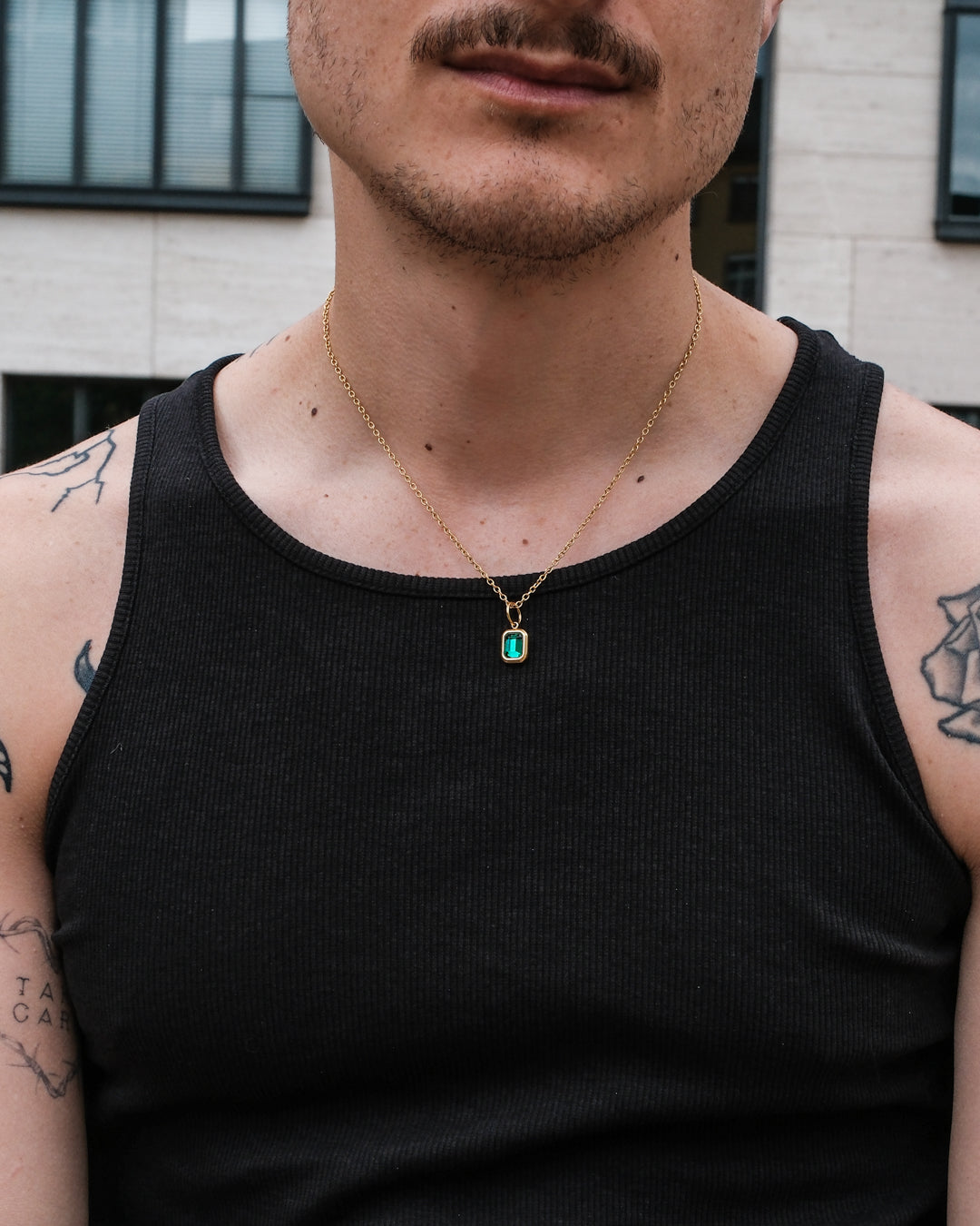 Collier Emerald Green Gemstone (Or)