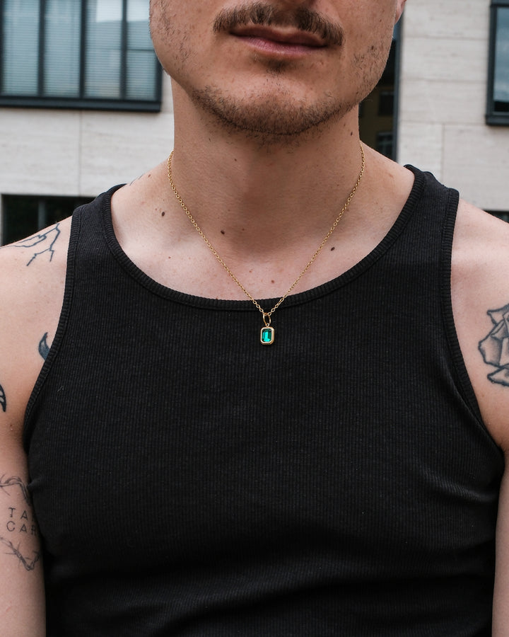 Collier Emerald Green Gemstone (Or)