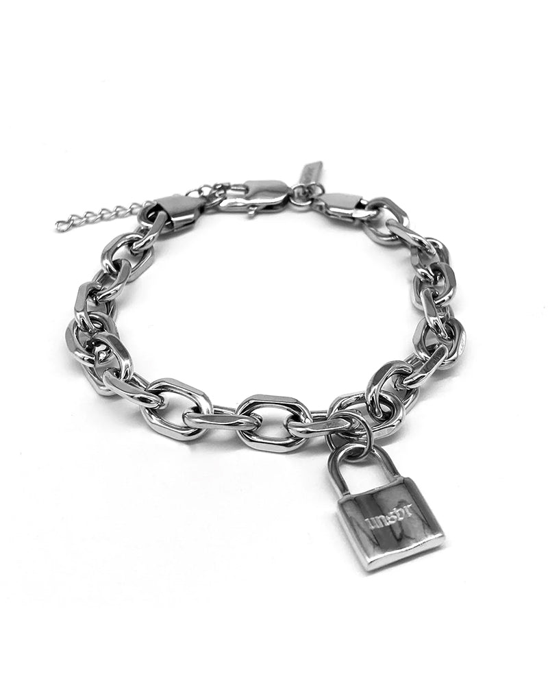 Chunky Link Lock Bracelet (Silver)
