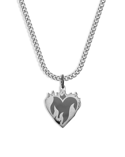 Burning Heart Necklace (Silver)