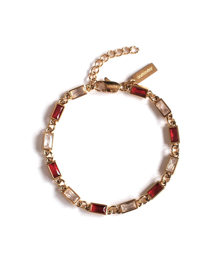Red Lava Gemstone Bracelet (Gold)