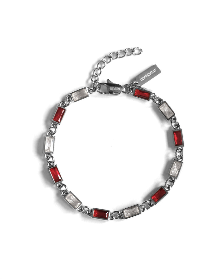 Red Lava Gemstone Bracelet (Silver)