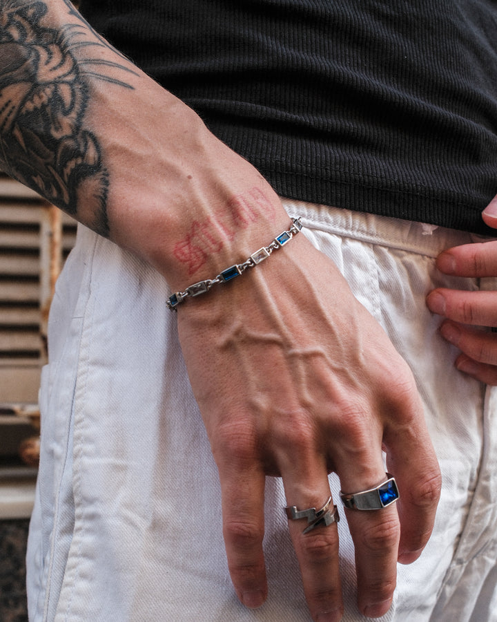 Blue Ocean Gemstone Bracelet (Silver)