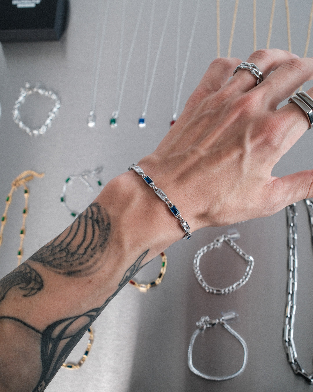 Blue Ocean Gemstone Bracelet (Silver)