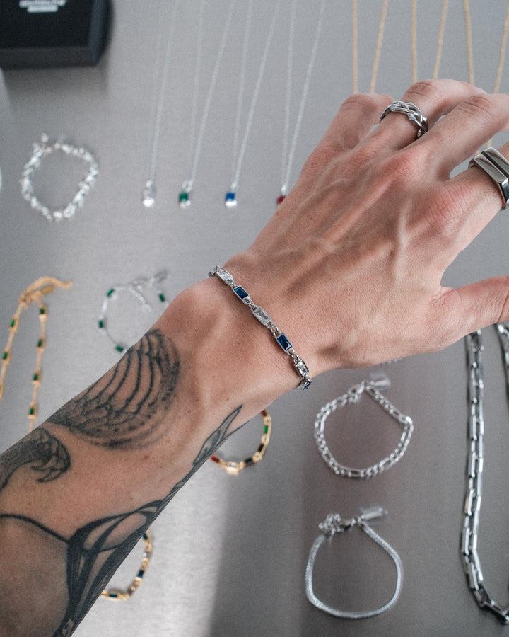 Blue Ocean Gemstone Bracelet (Silver)