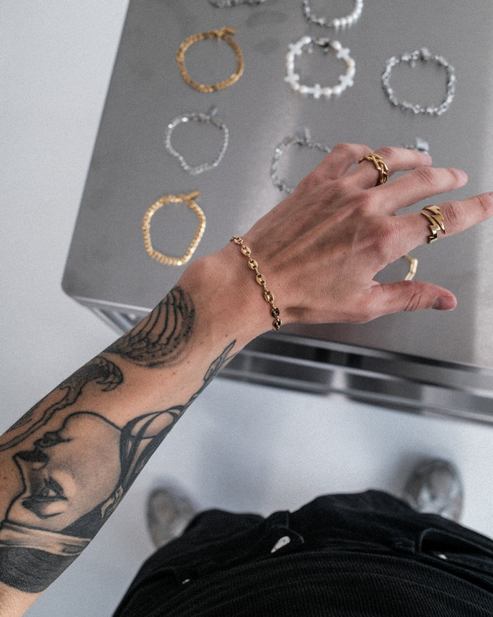 Coffee Bean Armband 5mm (Gold)