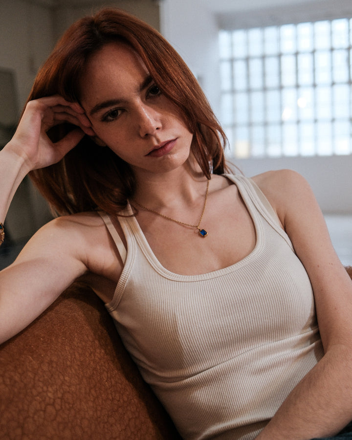 Collar Blue Ocean Gemstone (Oro)