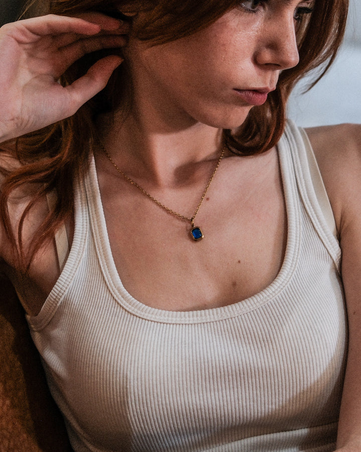 Collar Blue Ocean Gemstone (Oro)