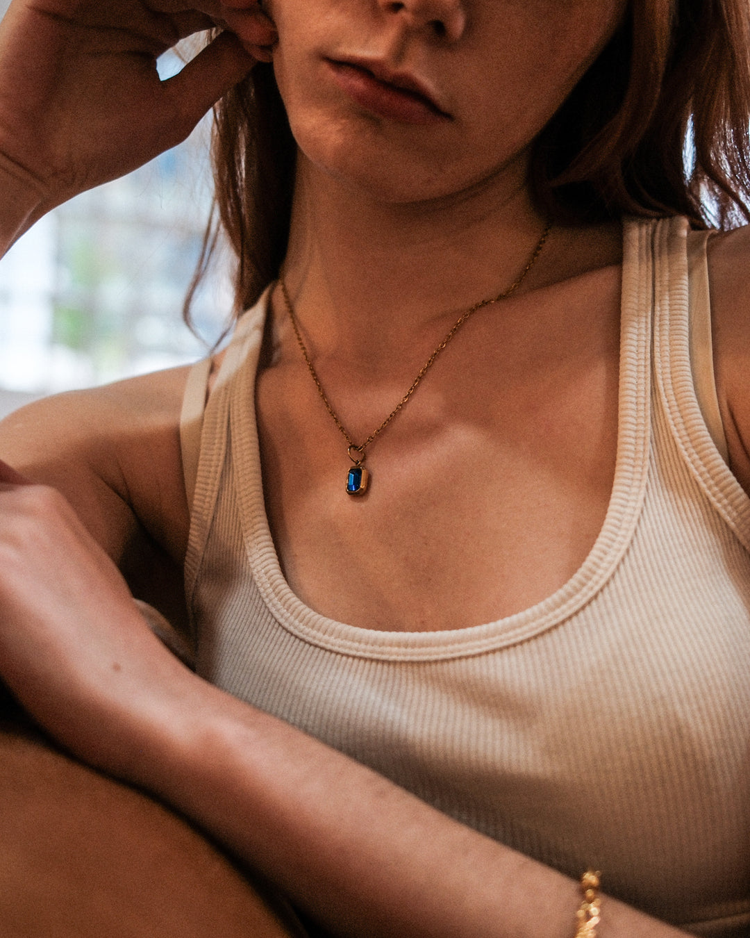 Collar Blue Ocean Gemstone (Oro)