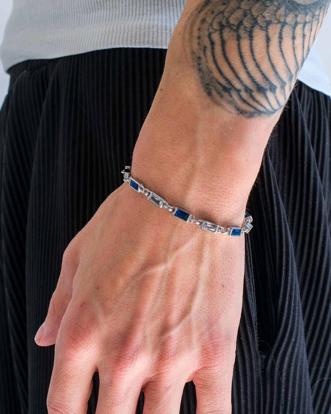 Blue Ocean Gemstone Bracelet (Silver)