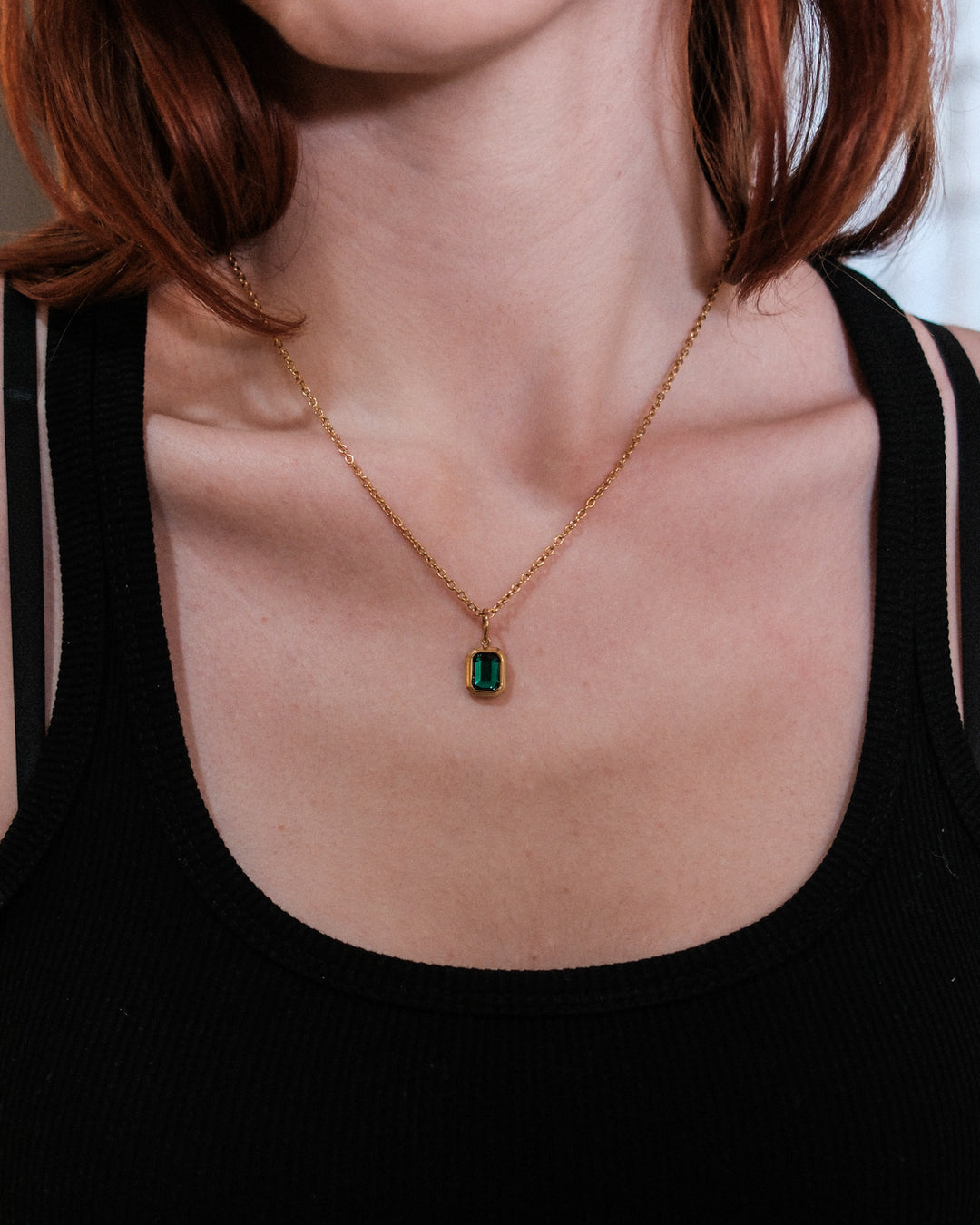 Collar Emerald Verde Gemstone (Oro)