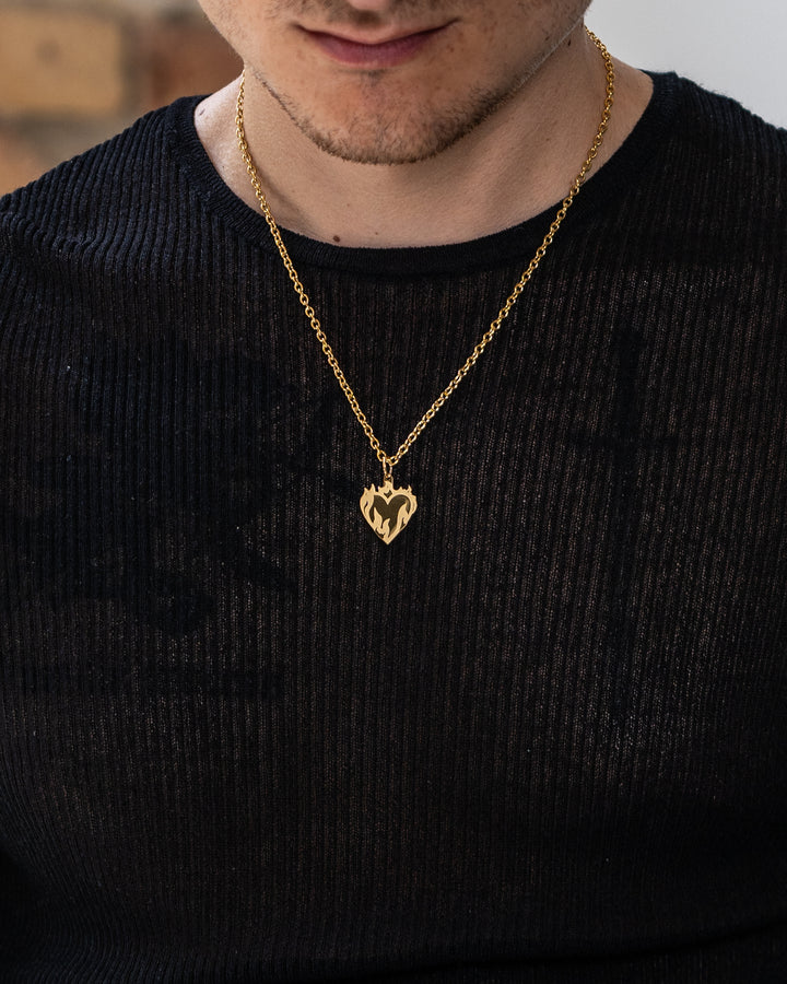 Burning Heart Necklace (Gold)