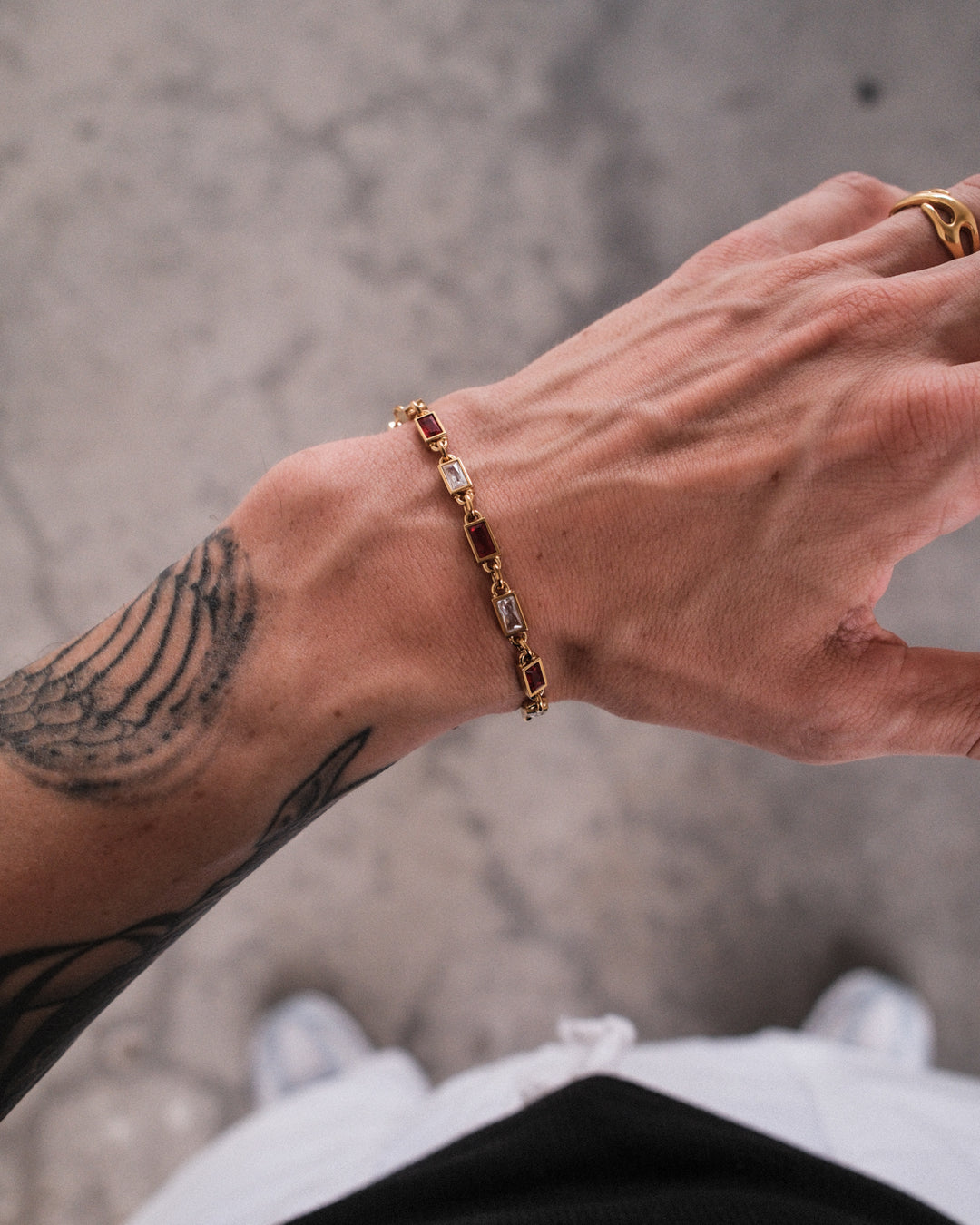 Red Lava Gemstone Bracelet (Gold)