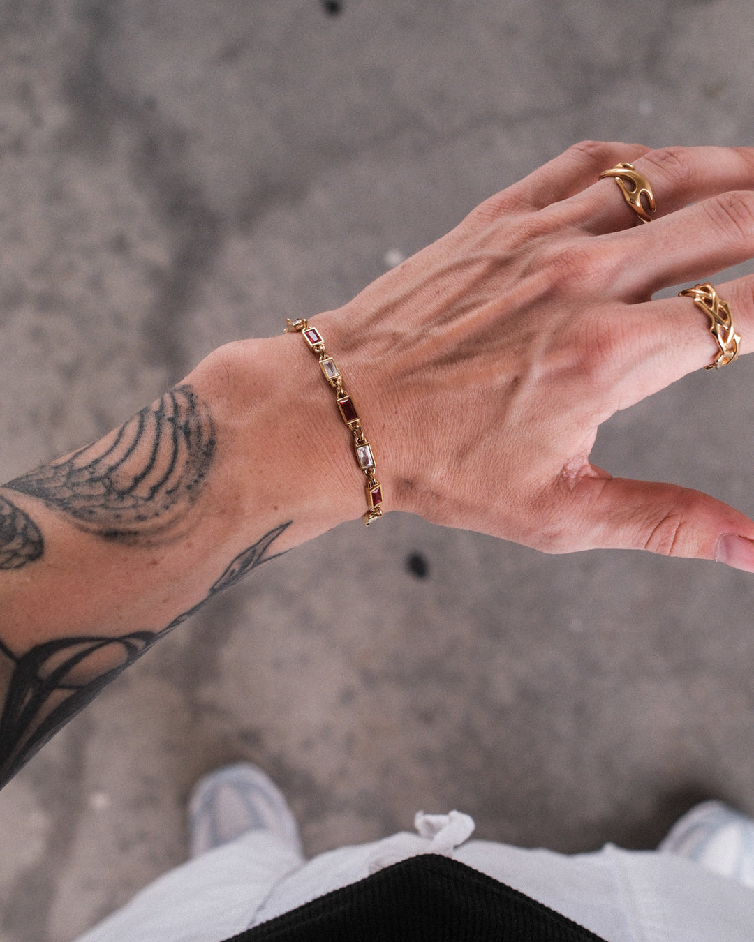 Red Lava Gemstone Bracelet (Gold)