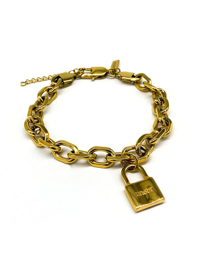 Chunky Link Lock Armband (Gold)