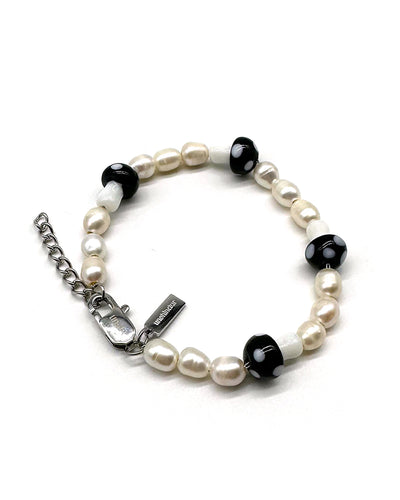 Perlen-Mushroom Bracelet (Schwarz)
