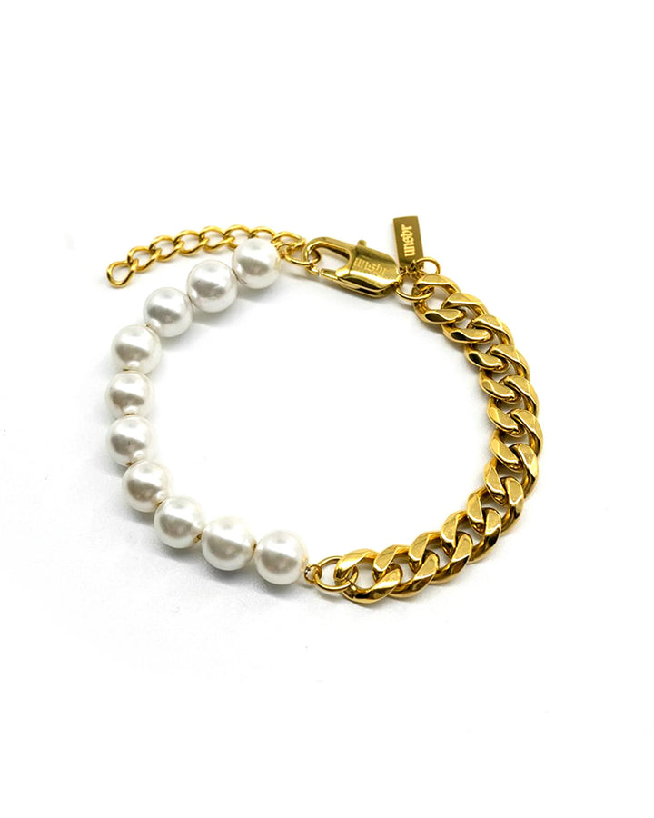 Perlen-Cuban Armband (Gold)